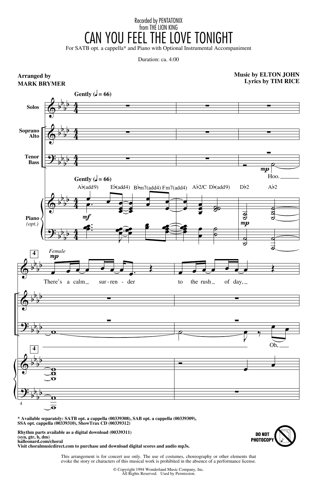 Download Pentatonix Can You Feel The Love Tonight (from The Sheet Music