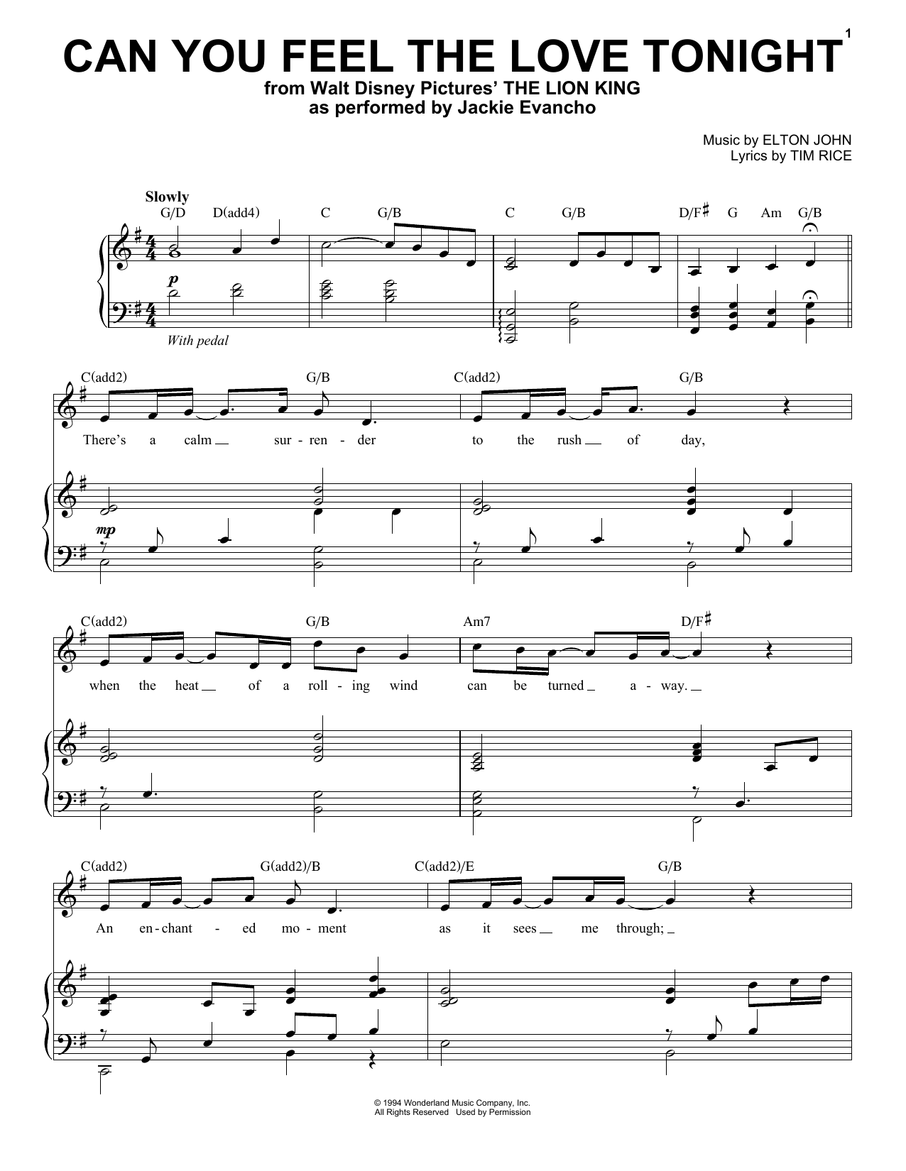 Download Jackie Evancho Can You Feel The Love Tonight (from The Sheet Music