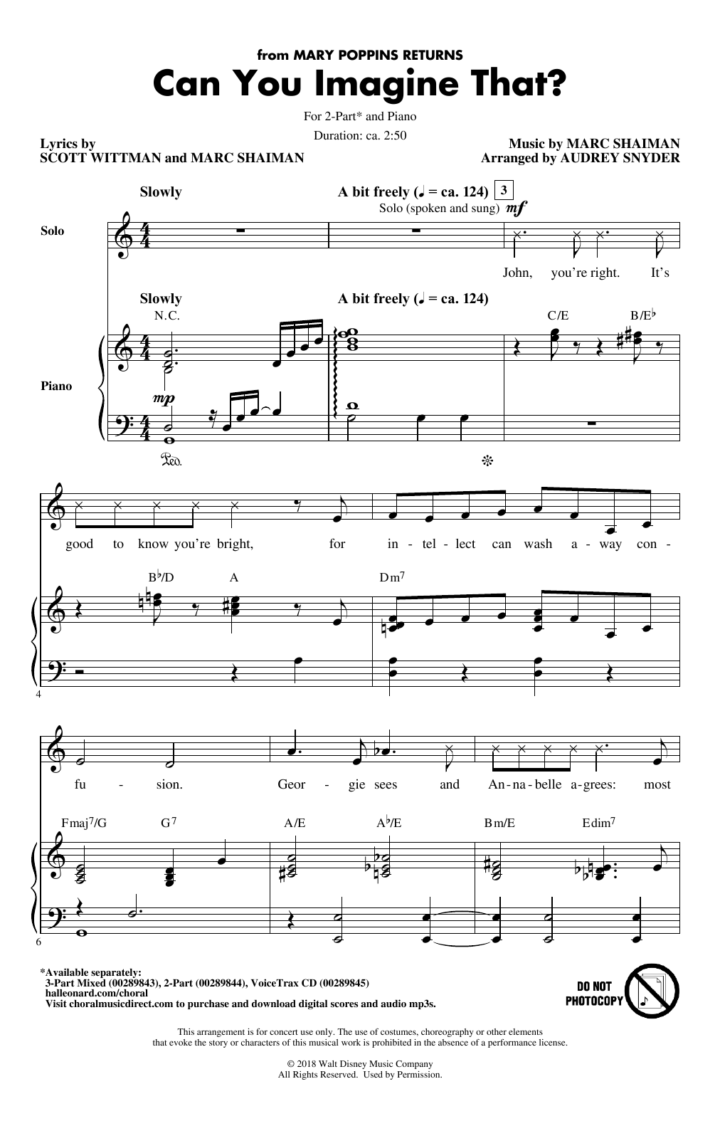 Download Emily Blunt & Company Can You Imagine That? (from Mary Poppin Sheet Music