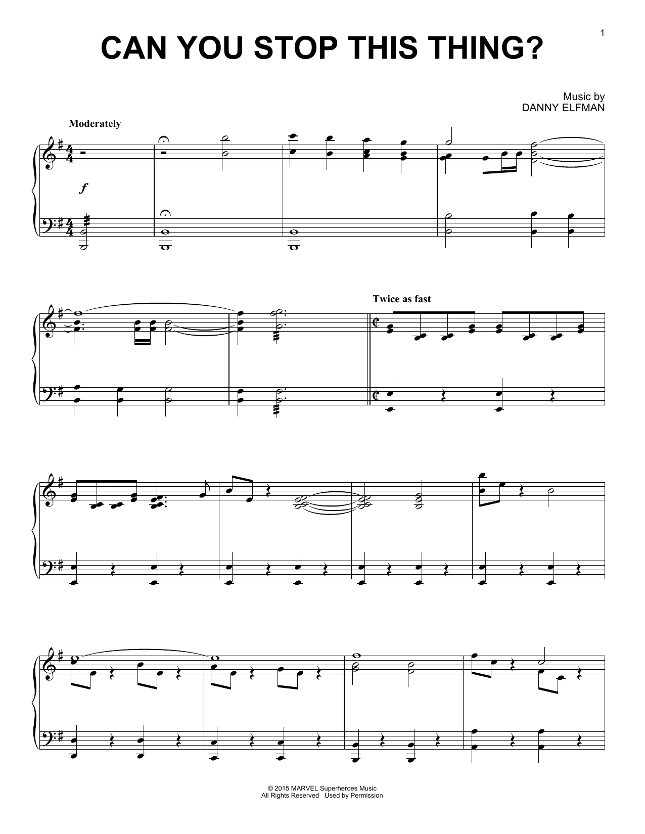 Download Danny Elfman Can You Stop This Thing? Sheet Music