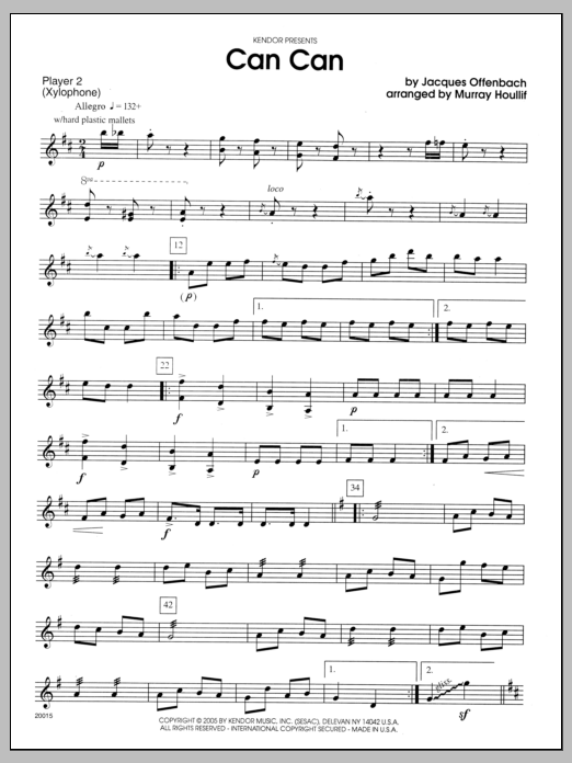 Download Houllif Can Can - Percussion 2 Sheet Music