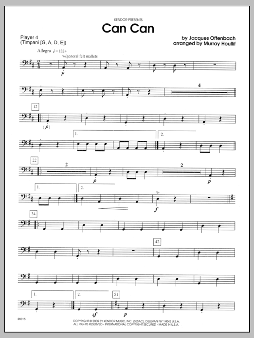 Download Houllif Can Can - Percussion 4 Sheet Music