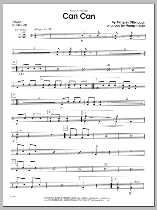 Download Houllif Can Can - Percussion 5 Sheet Music