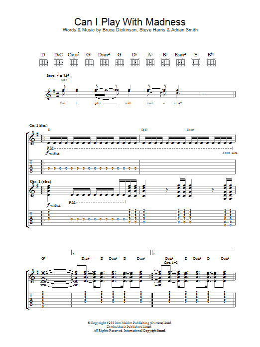 Download Iron Maiden Can I Play With Madness? Sheet Music