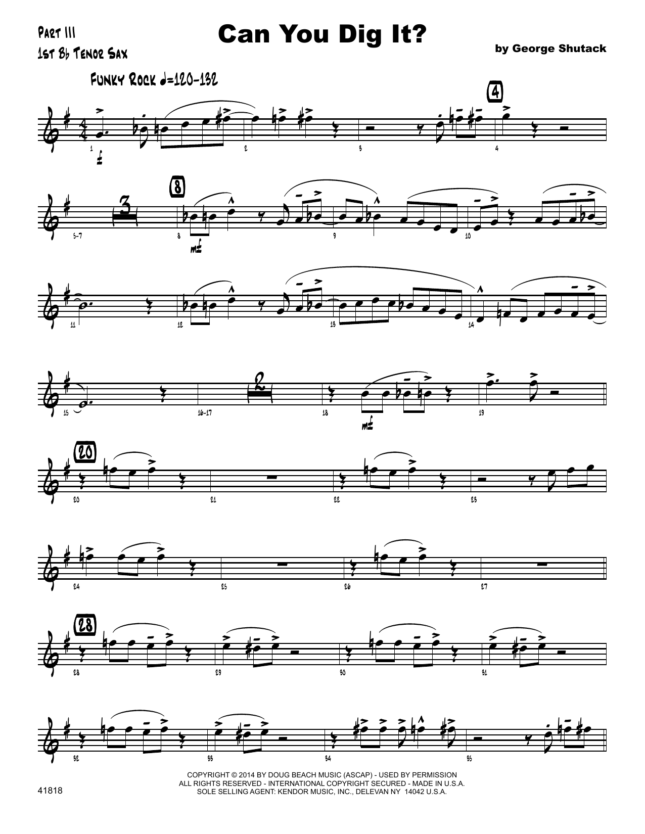 Download George Shutack Can You Dig It? - 1st Tenor Saxophone Sheet Music