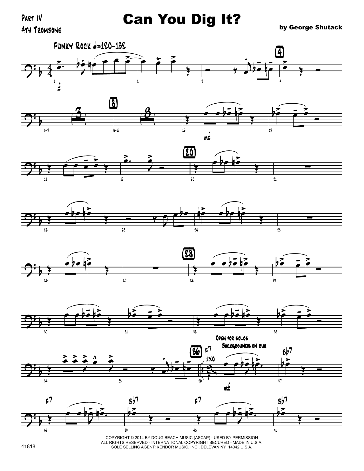 Download George Shutack Can You Dig It? - 4th Trombone Sheet Music