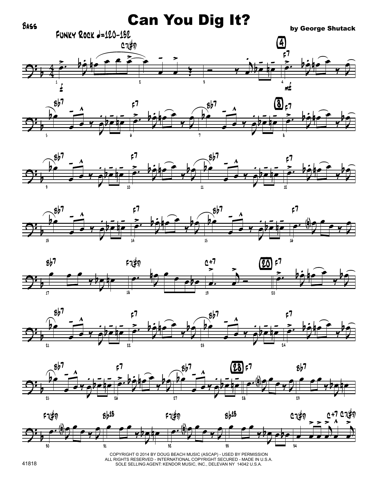 Download George Shutack Can You Dig It? - Bass Sheet Music