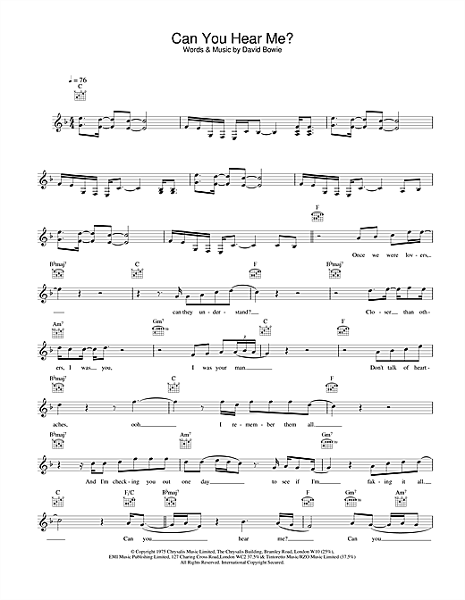 David Bowie Can You Hear Me? sheet music notes printable PDF score