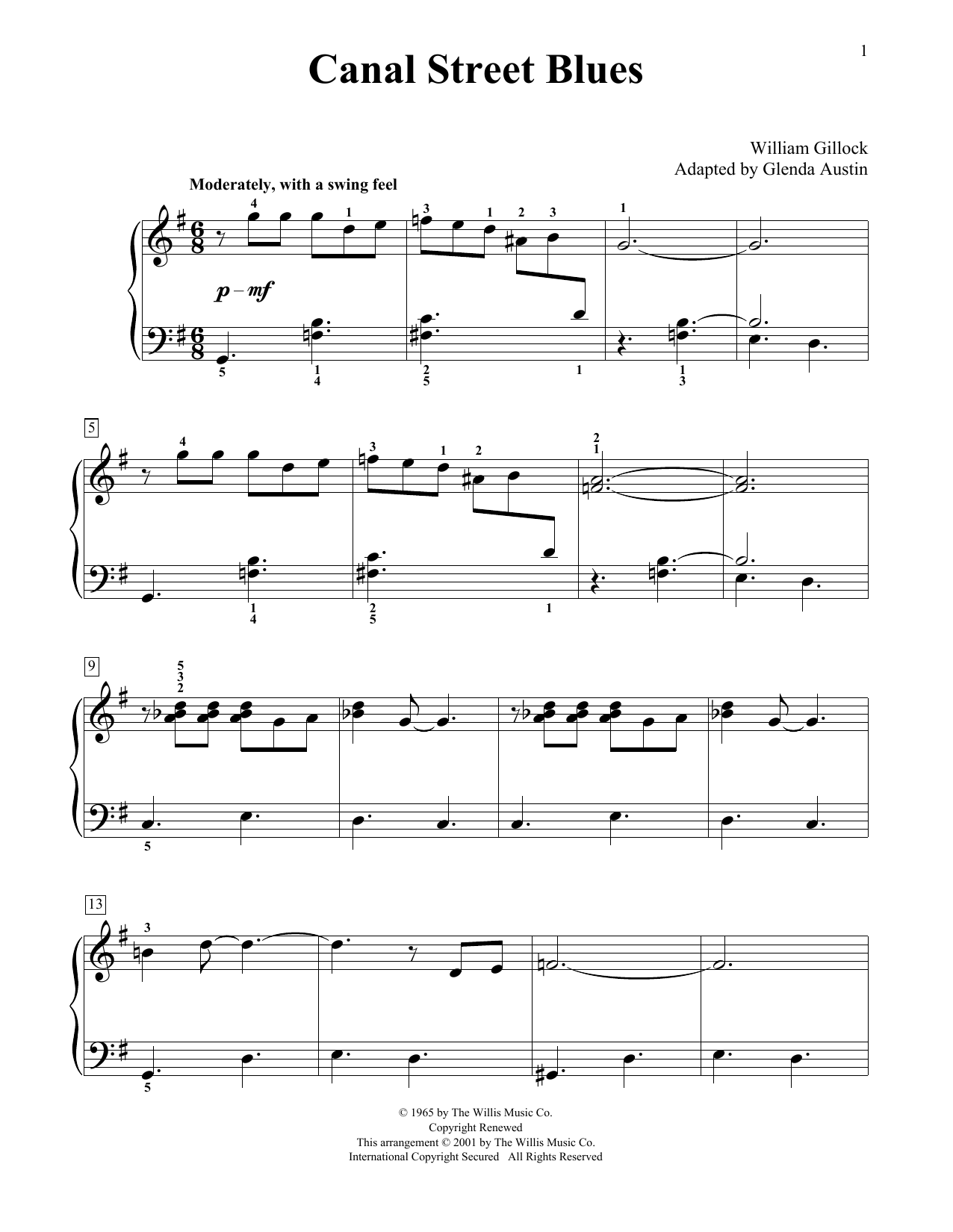Download William Gillock Canal Street Blues (Simplified) (adapte Sheet Music