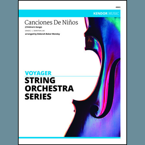 Download or print Deborah Baker Monday Canciones De Ninos - 1st Violin Sheet Music Printable PDF 2-page score for Spanish / arranged Orchestra SKU: 354055.