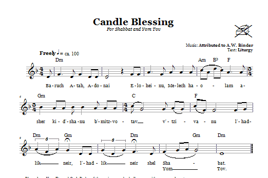Download A.W. Binder Candle Blessings (For Shabbat and Yom T Sheet Music