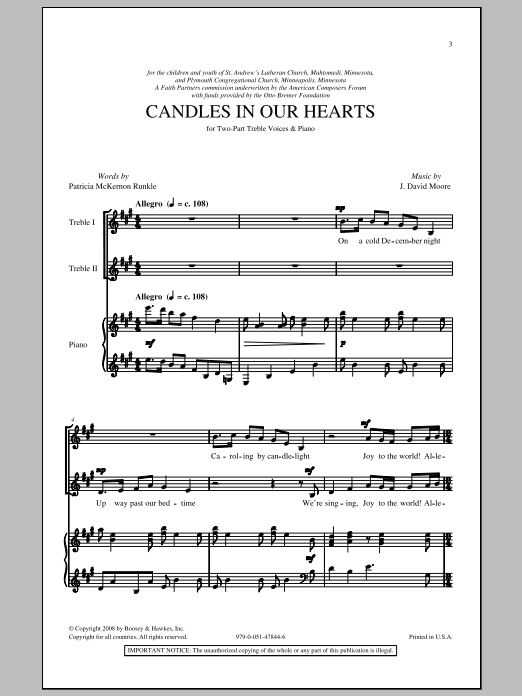 Download J. David Moore Candle In Our Hearts Sheet Music
