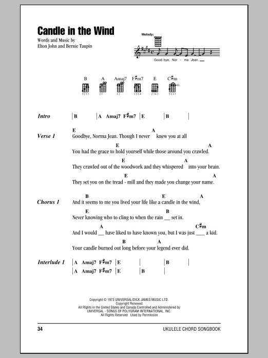 Download Elton John Candle In The Wind Sheet Music