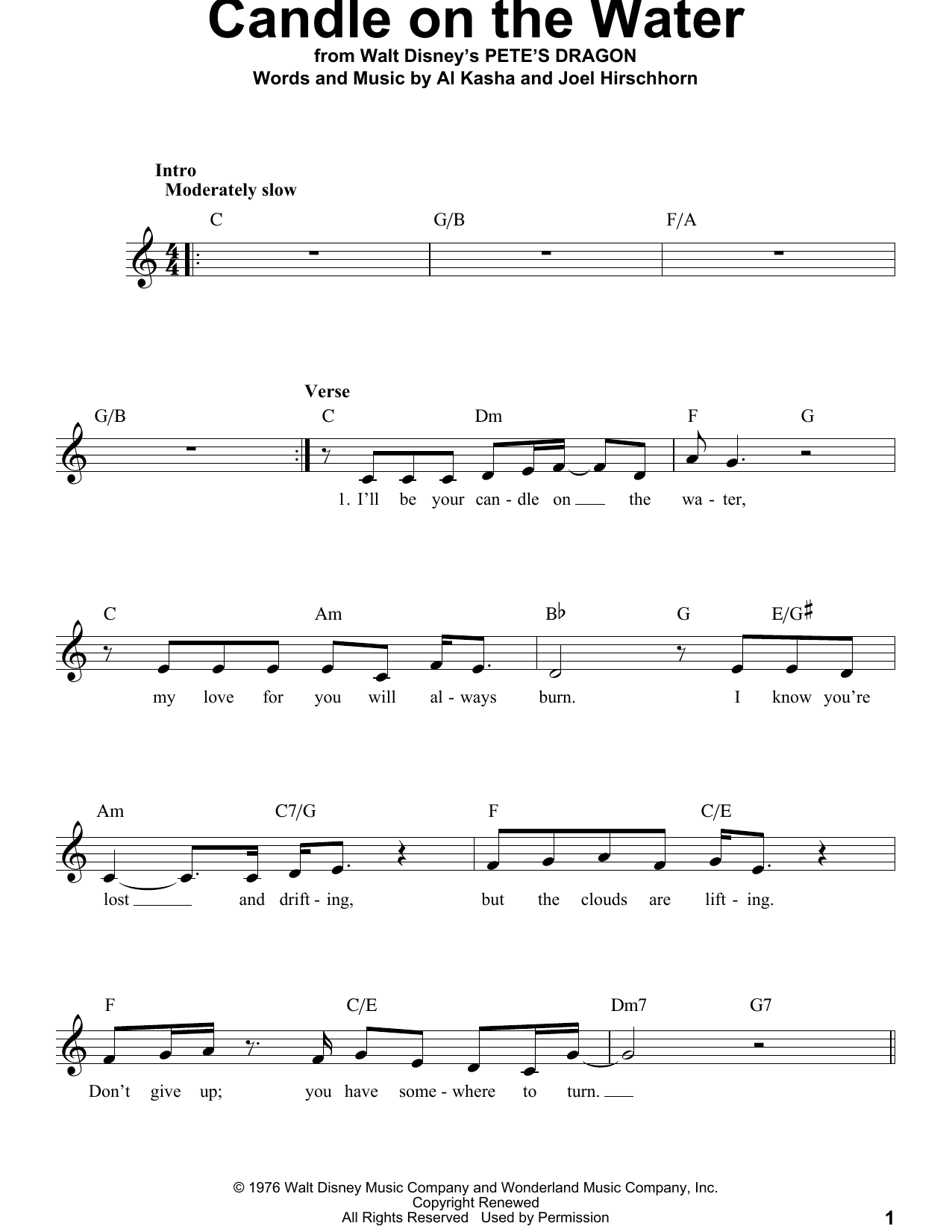 Download Joel Hirschhorn Candle On The Water Sheet Music