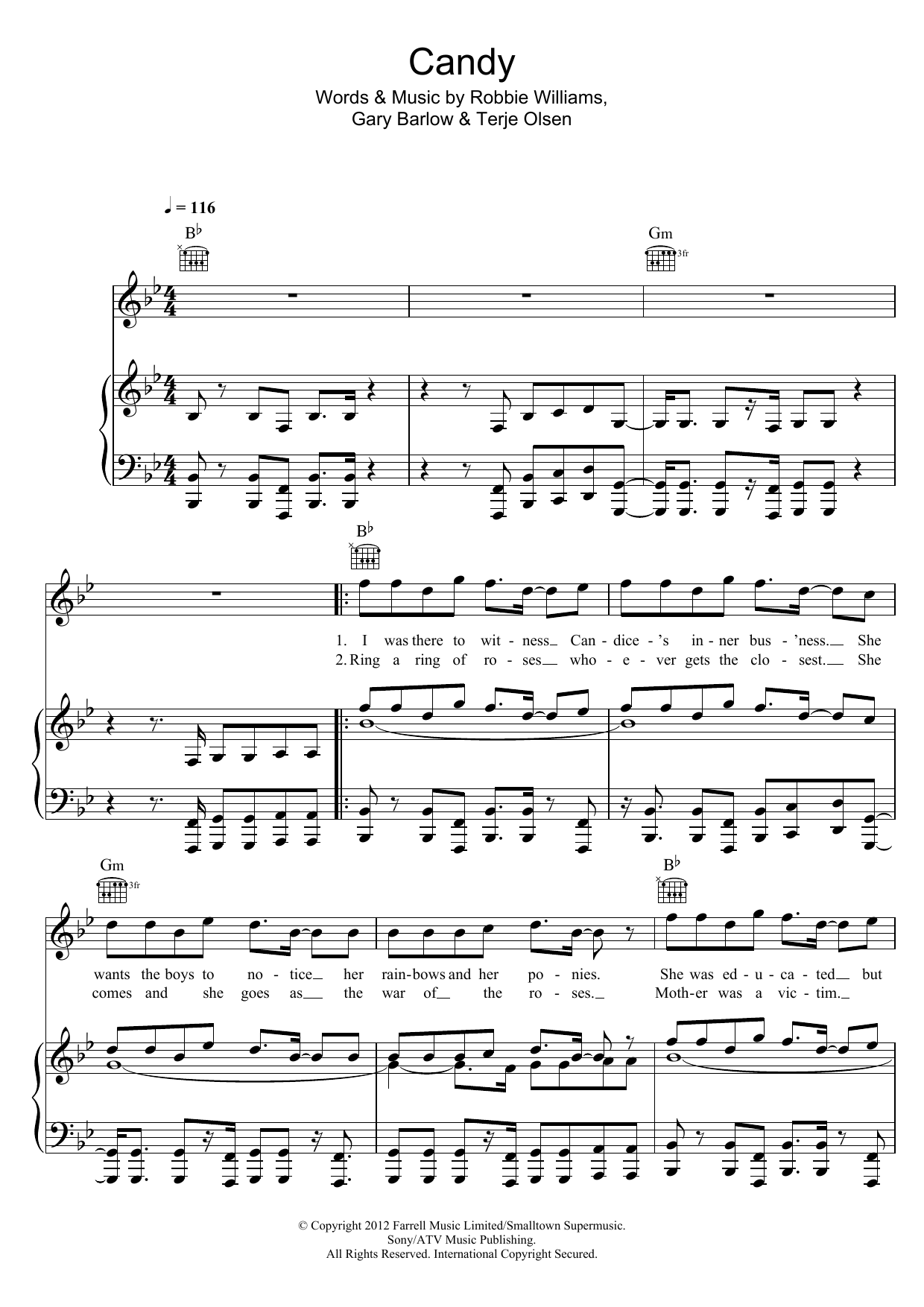 Download Robbie Williams Candy Sheet Music
