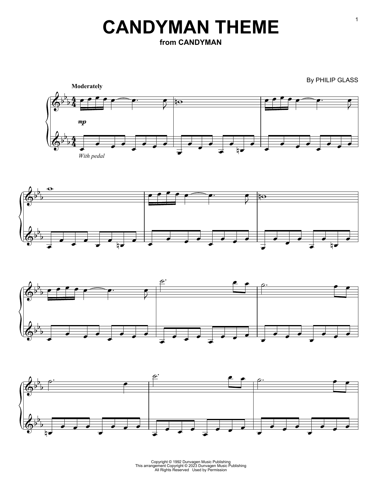 Download Philip Glass Candyman Theme (from Candyman) Sheet Music