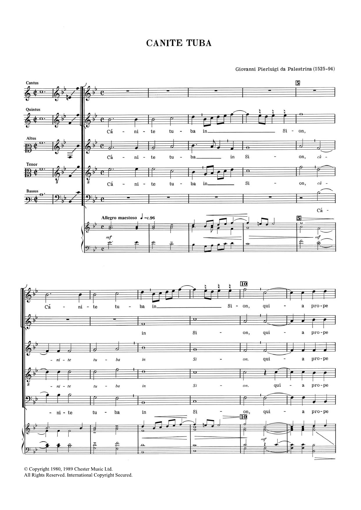 Download Giovanni Palestrina Canite Tuba Sheet Music