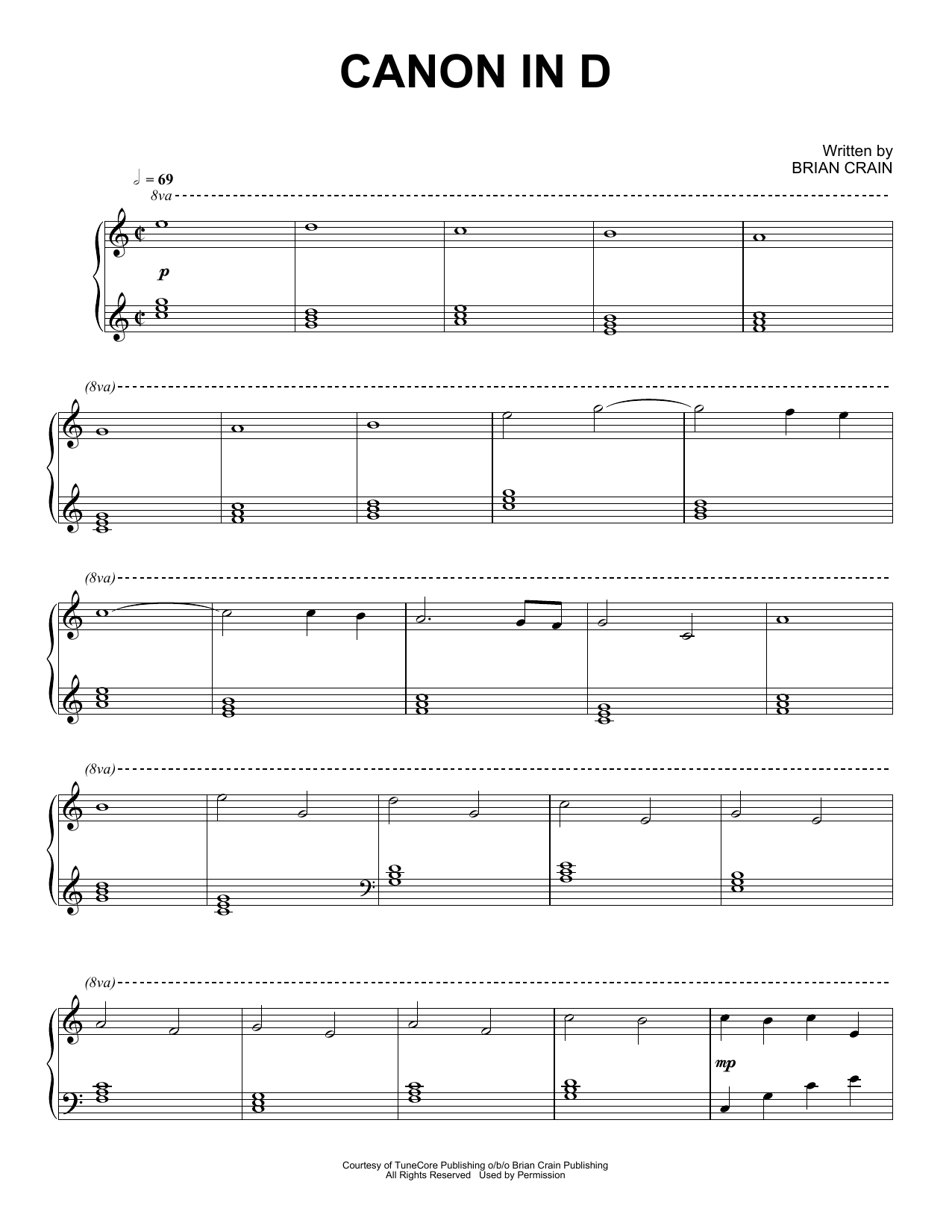 Download Brian Crain Canon In D Sheet Music