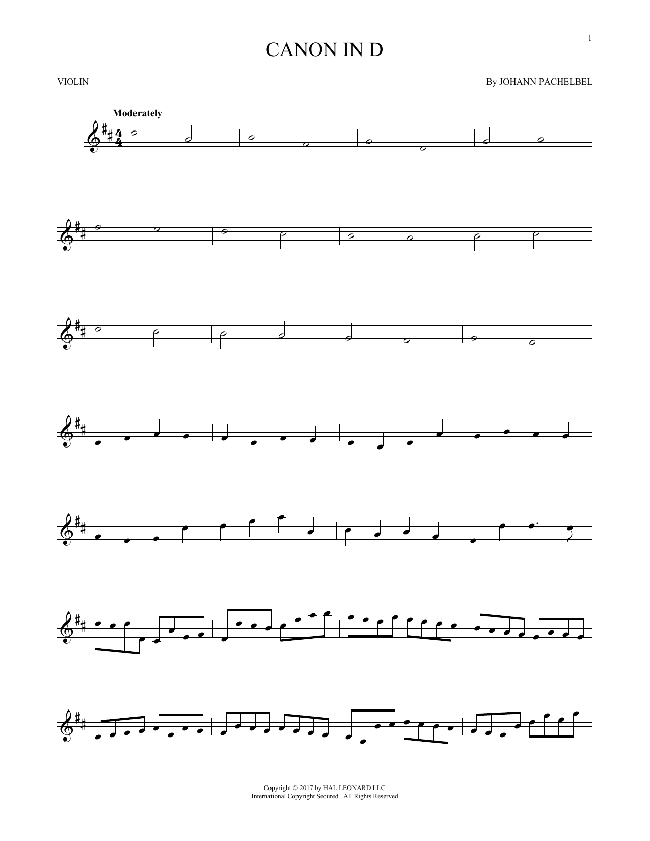 Download Johann Pachelbel Canon In D Sheet Music