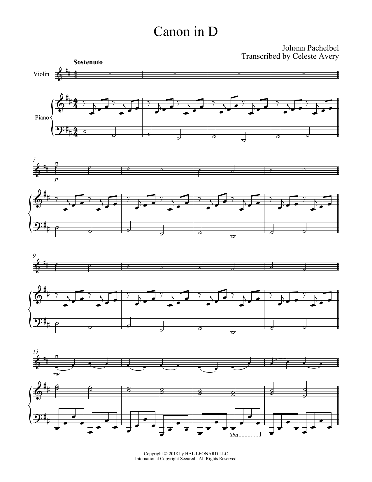 Download Johann Pachelbel Canon In D Sheet Music