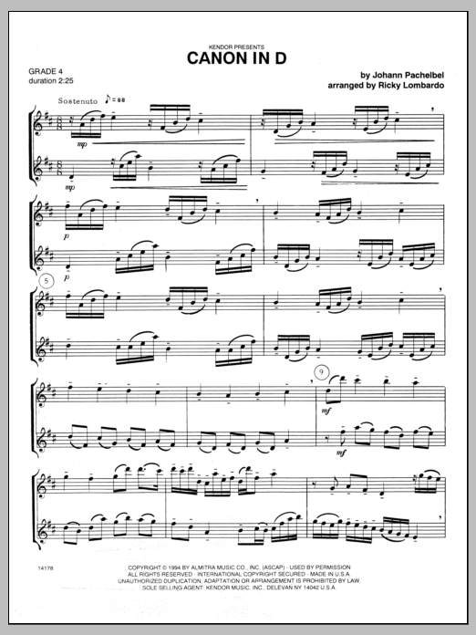 Download Lombardo Canon In D Sheet Music