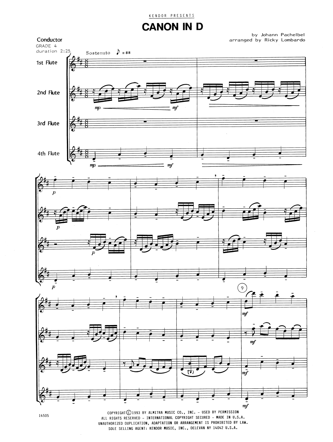 Download Ricky Lombardo Canon In D - Full Score Sheet Music