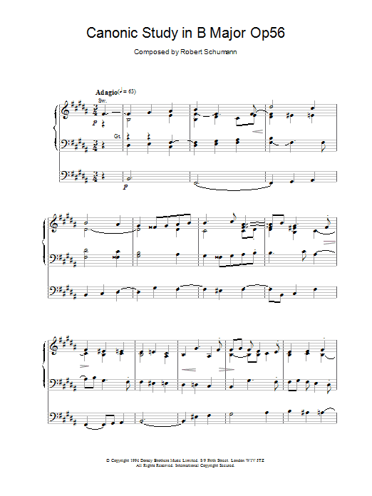 Download Robert Schumann Canonic Study in B Major Op56 Sheet Music
