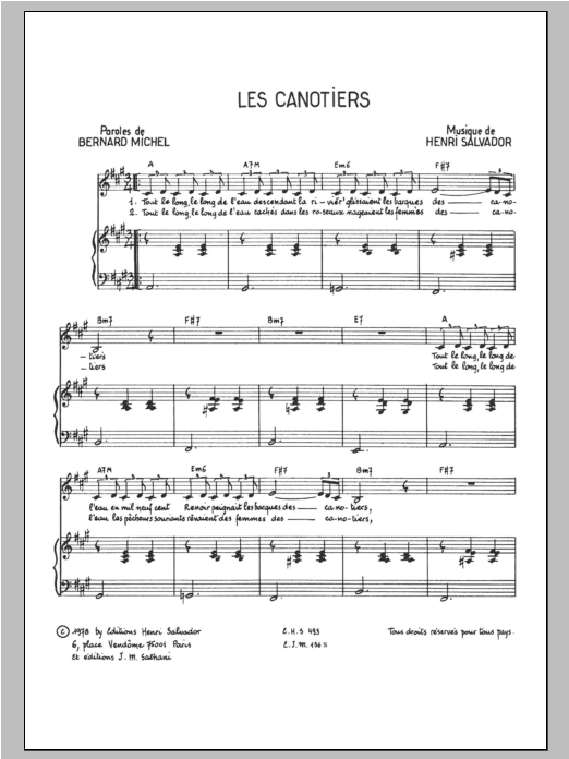 Download Henri Salvador Canotiers Sheet Music