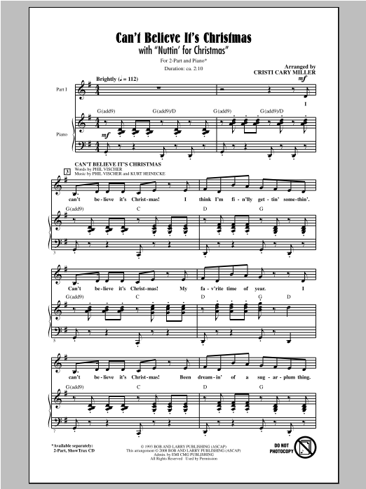 Download Cristi Cary Miller Can't Believe It's Christmas Sheet Music
