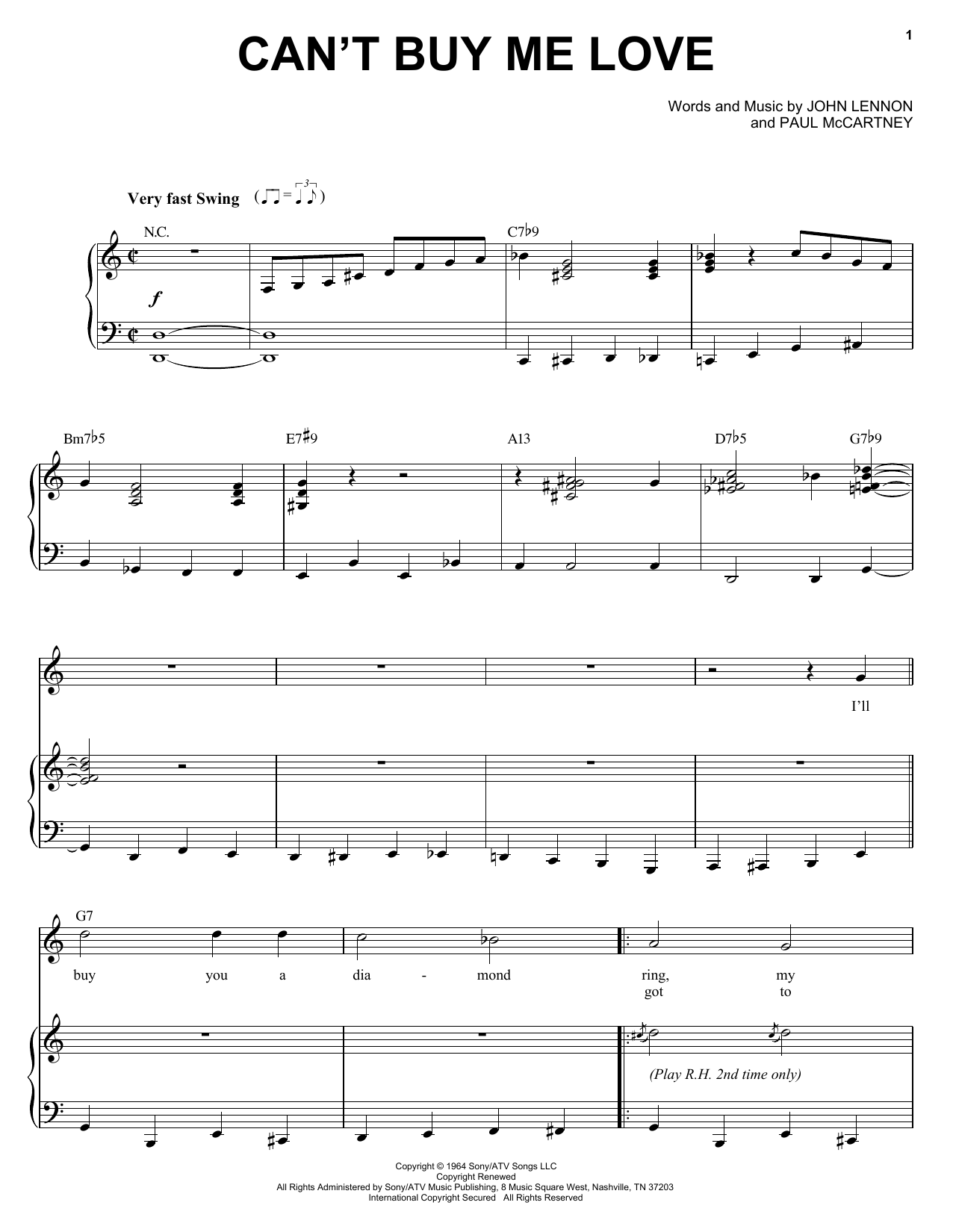 Download Michael Buble Can't Buy Me Love Sheet Music