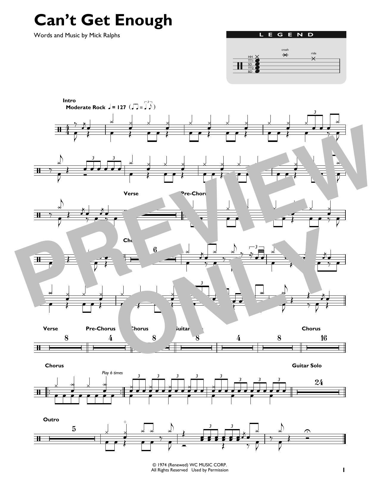 Download Bad Company Can't Get Enough Sheet Music