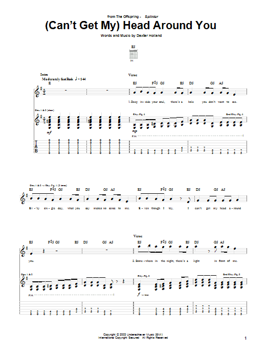Download The Offspring (Can't Get My) Head Around You Sheet Music