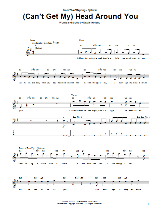 Download The Offspring (Can't Get My) Head Around You Sheet Music