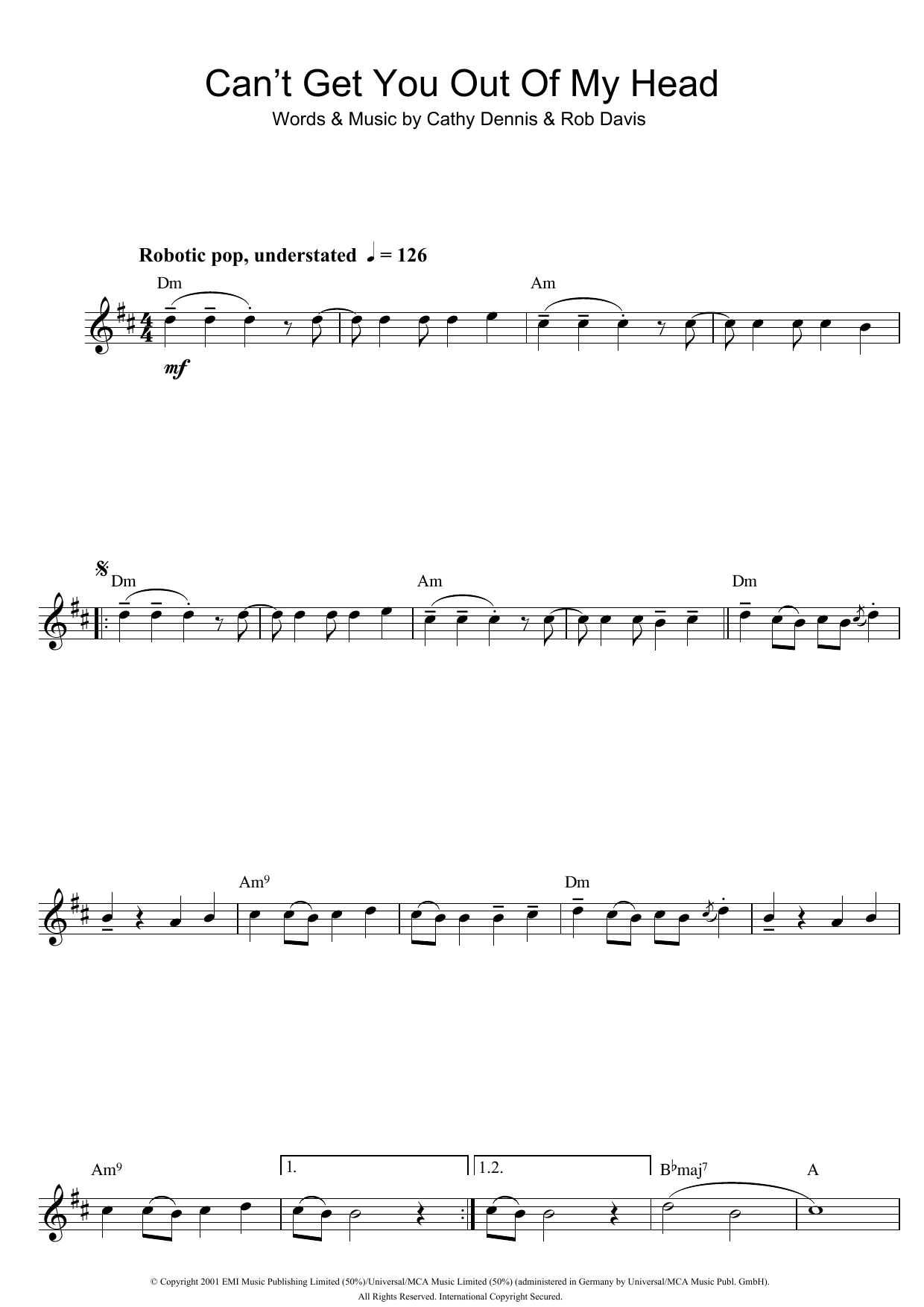 Download Kylie Minogue Can't Get You Out Of My Head Sheet Music