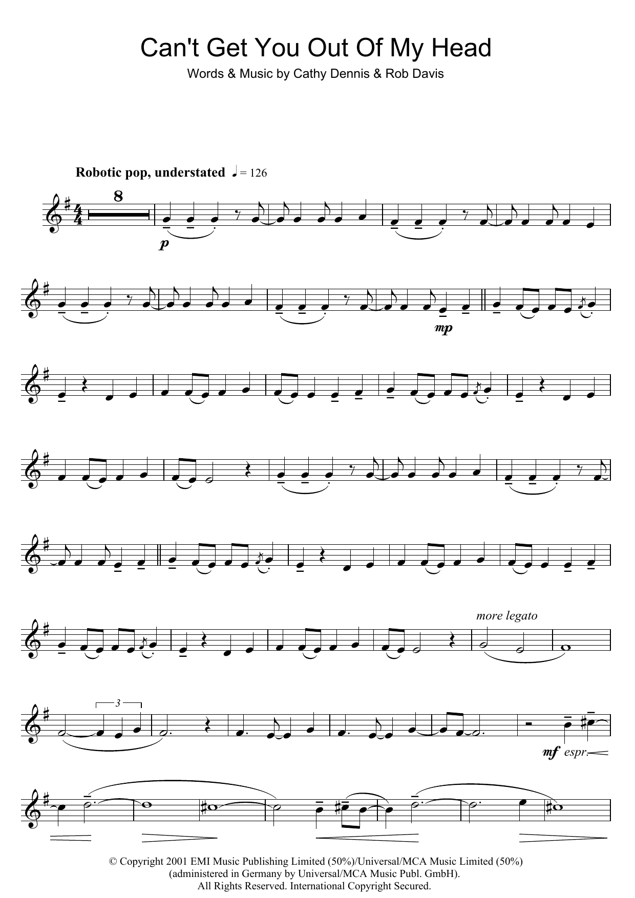 Download Kylie Minogue Can't Get You Out Of My Head Sheet Music