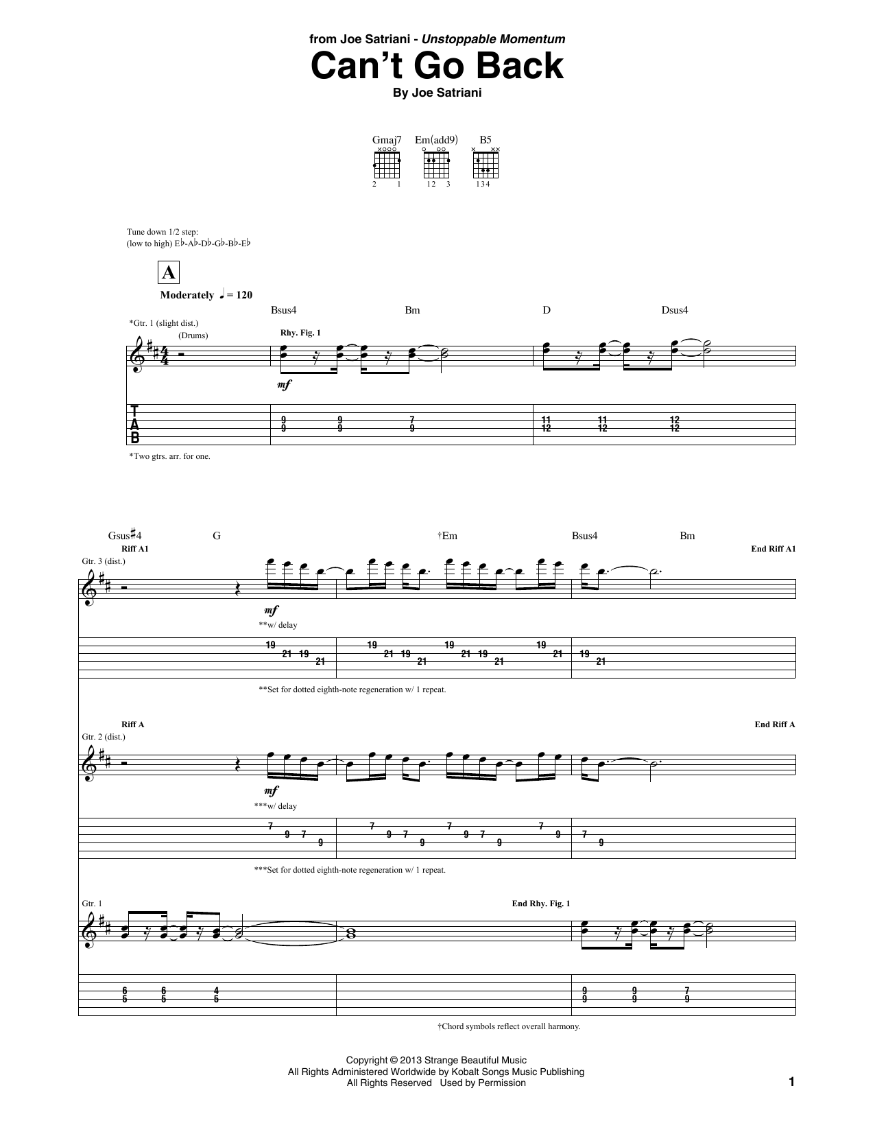 Download Joe Satriani Can't Go Back Sheet Music