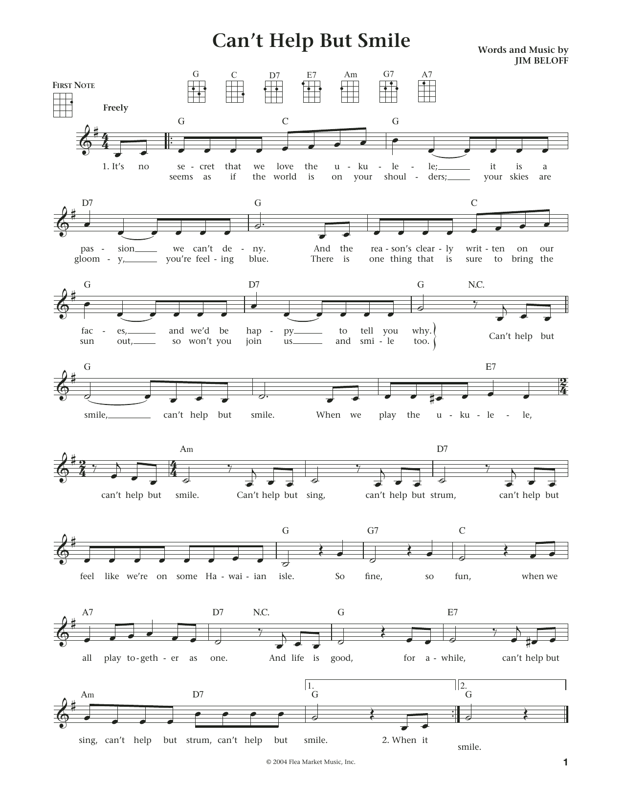 Download Liz and Jim Beloff Can't Help But Smile (from The Daily Uk Sheet Music
