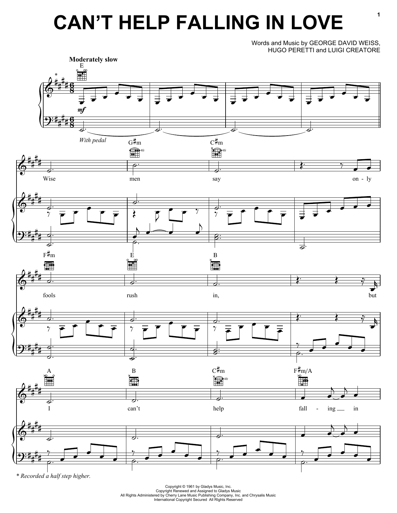 Download Andrea Bocelli Can't Help Falling In Love Sheet Music