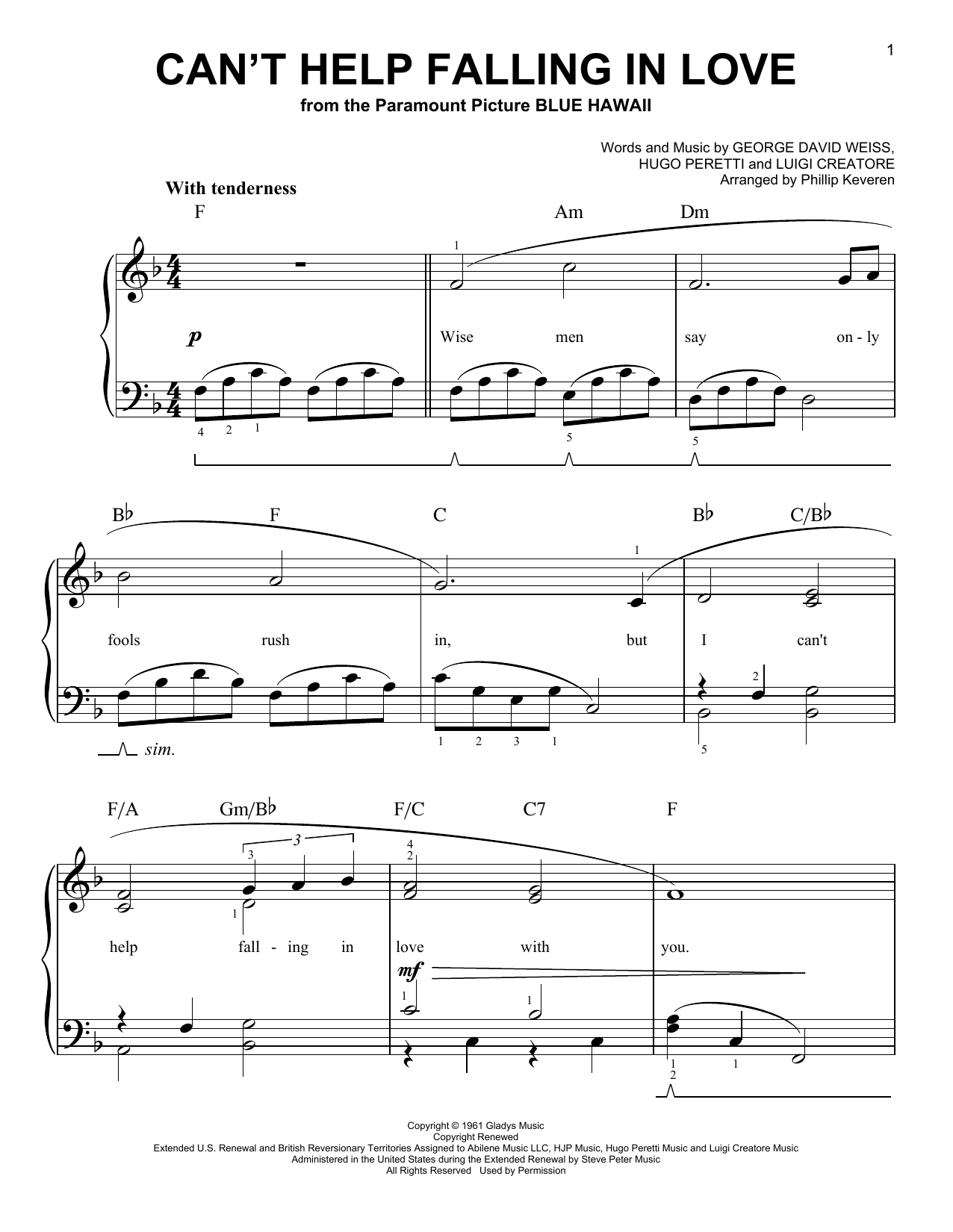 Download Phillip Keveren Can't Help Falling In Love Sheet Music