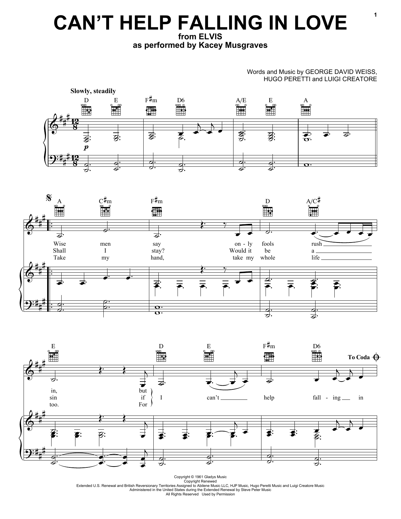 Download Kacey Musgraves / from ELVIS Can't Help Falling In Love Sheet Music