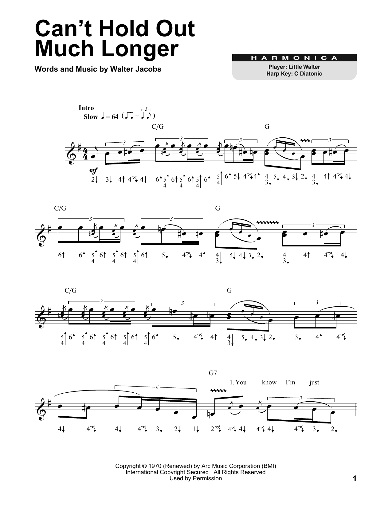 Download Little Walter Can't Hold Out Much Longer Sheet Music