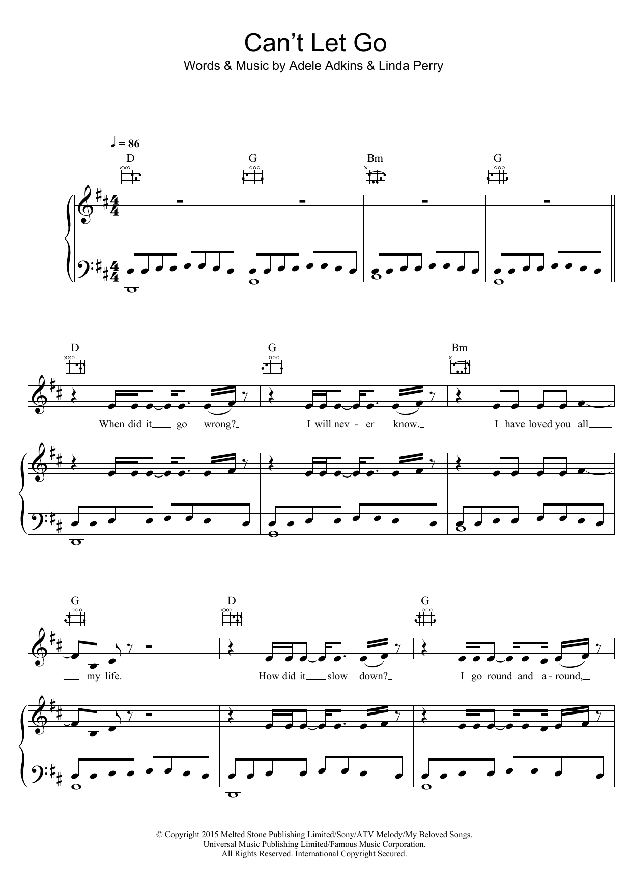 Download Adele Can't Let Go Sheet Music