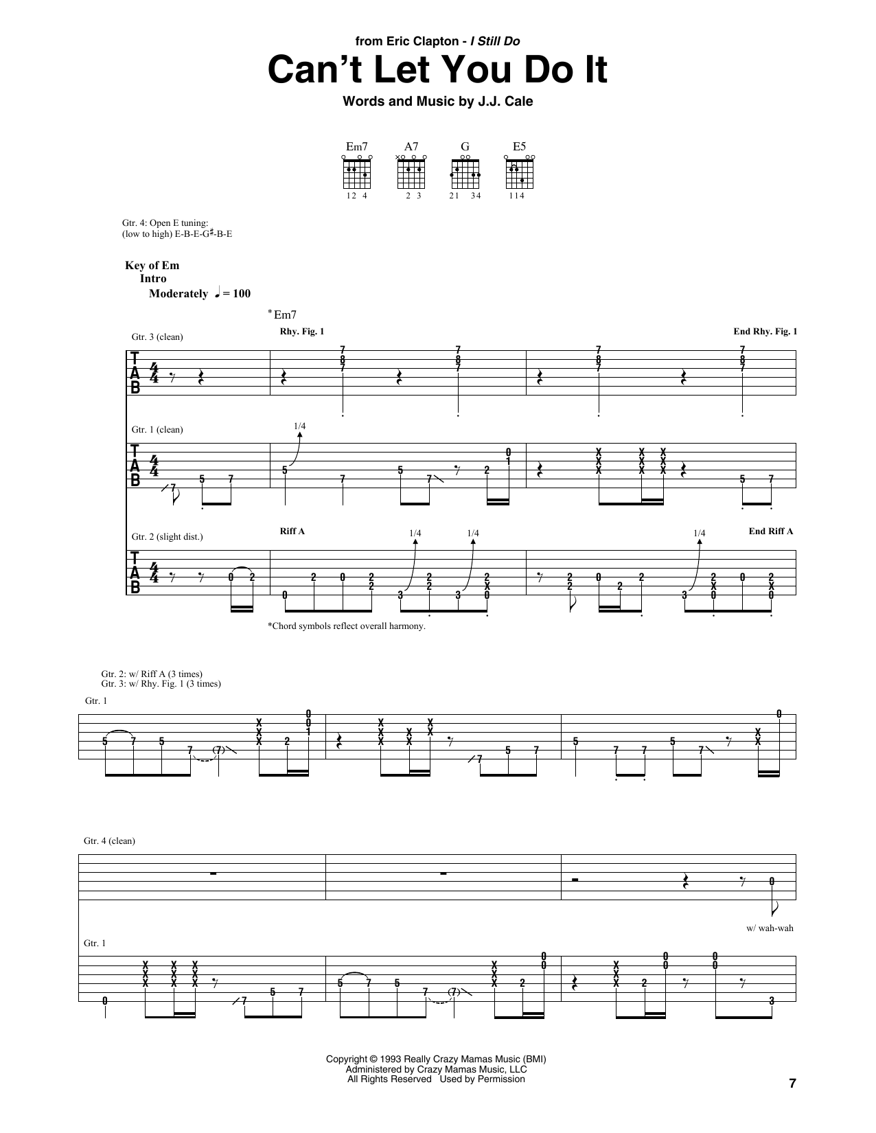Download Eric Clapton Can't Let You Do It Sheet Music
