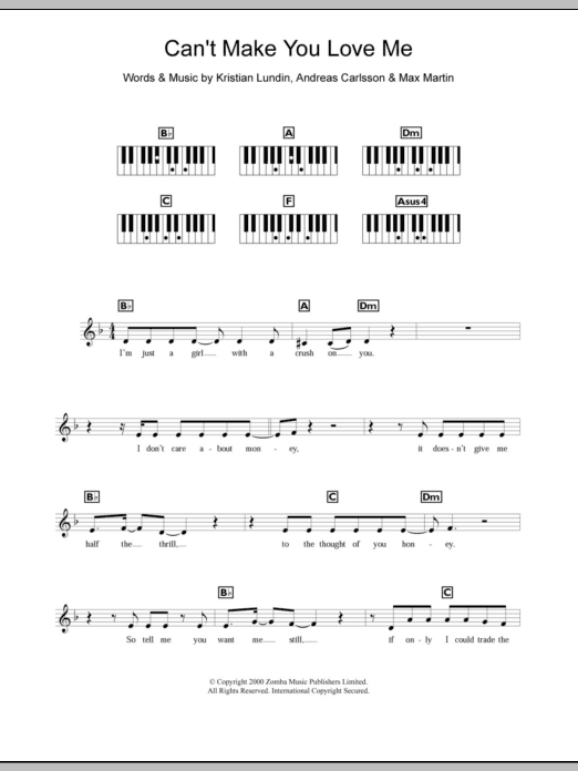 Download Britney Spears Can't Make You Love Me Sheet Music