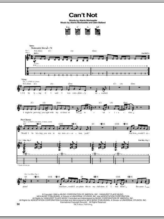 Download Alanis Morissette Can't Not Sheet Music