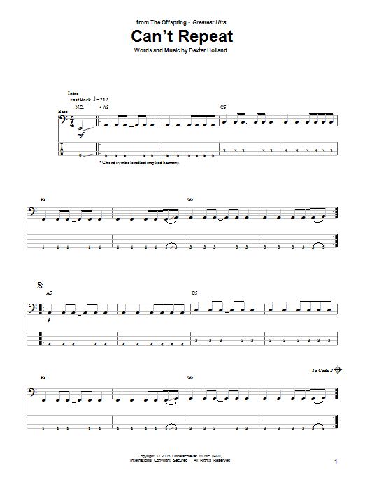 Download The Offspring Can't Repeat Sheet Music