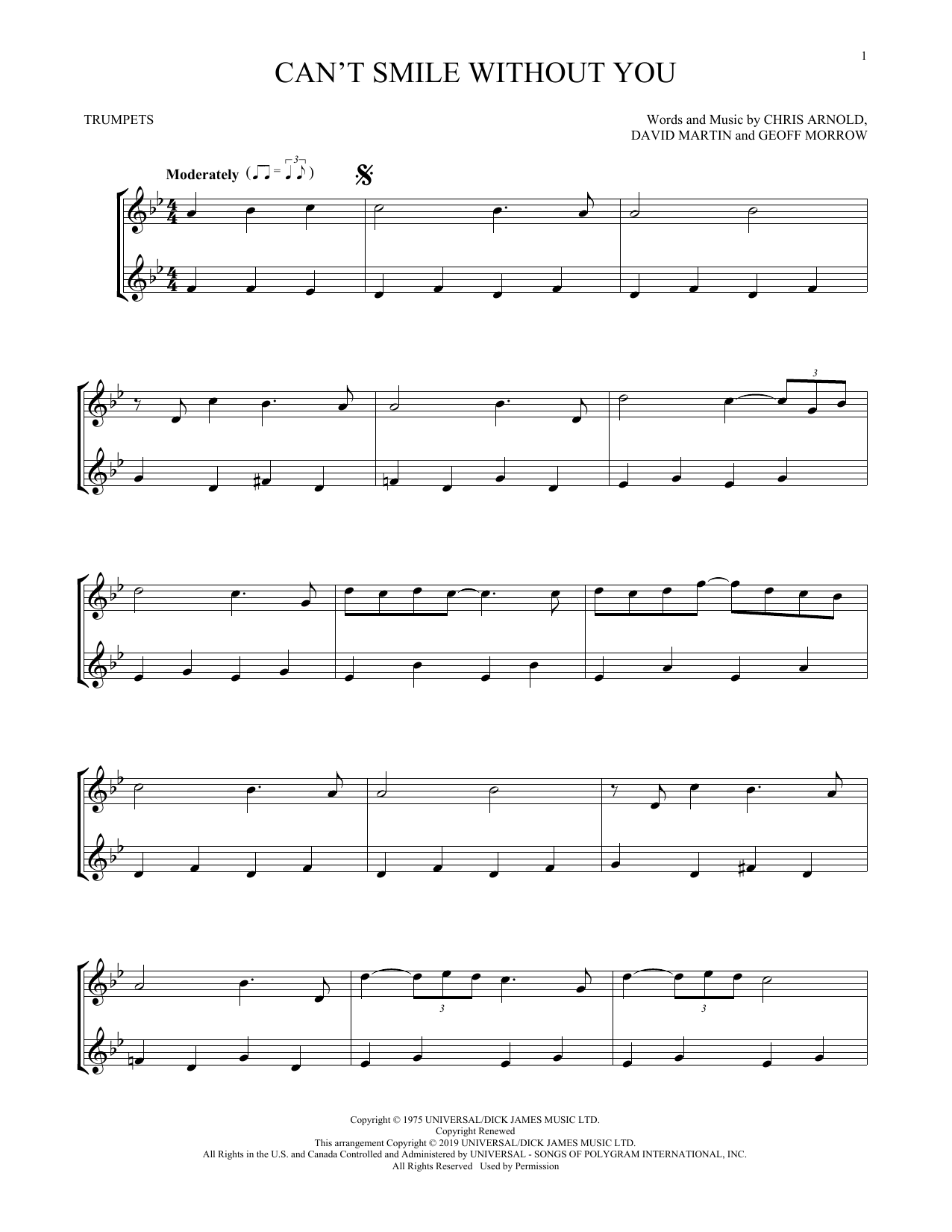 Download Barry Manilow Can't Smile Without You Sheet Music