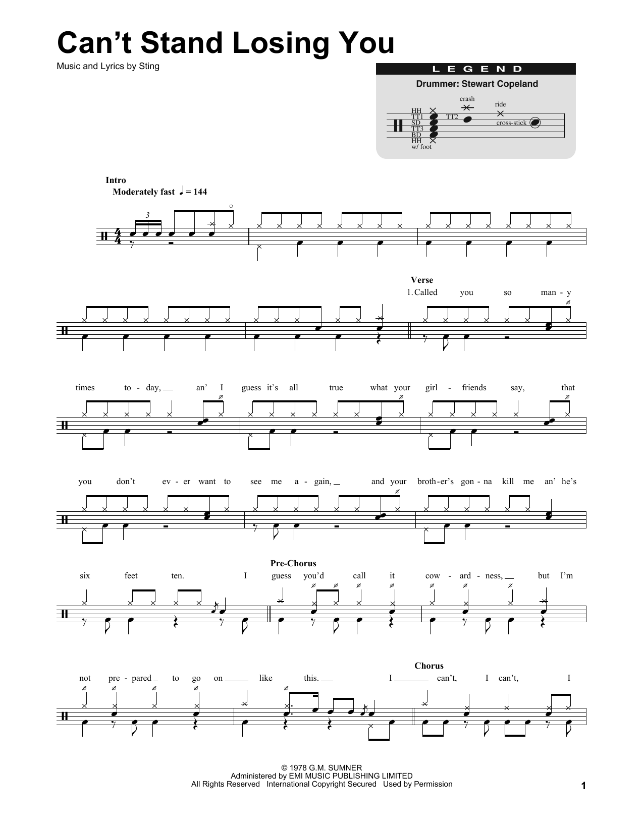 Download The Police Can't Stand Losing You Sheet Music