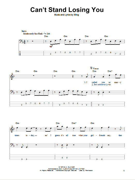 Download The Police Can't Stand Losing You Sheet Music