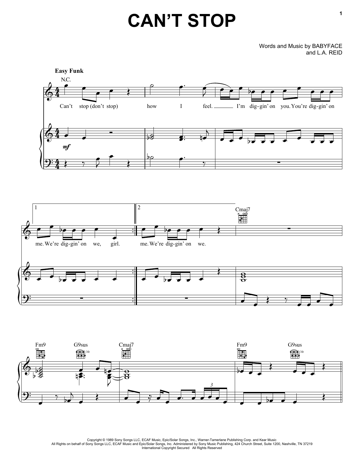 After 7 Can't Stop sheet music notes printable PDF score